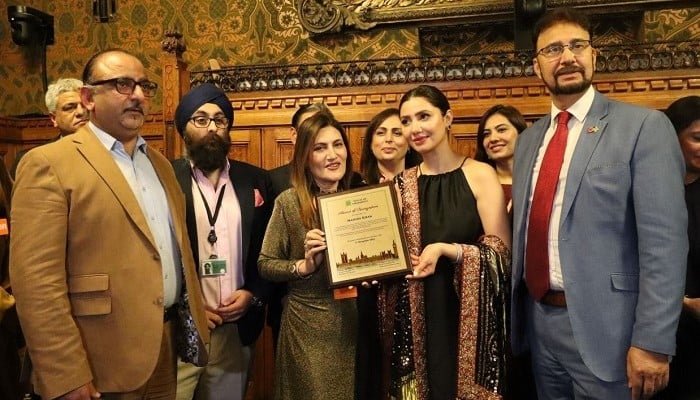 Mahira Khan Honored with Lifetime Achievement Award at UK Parliament for Women’s Empowerment